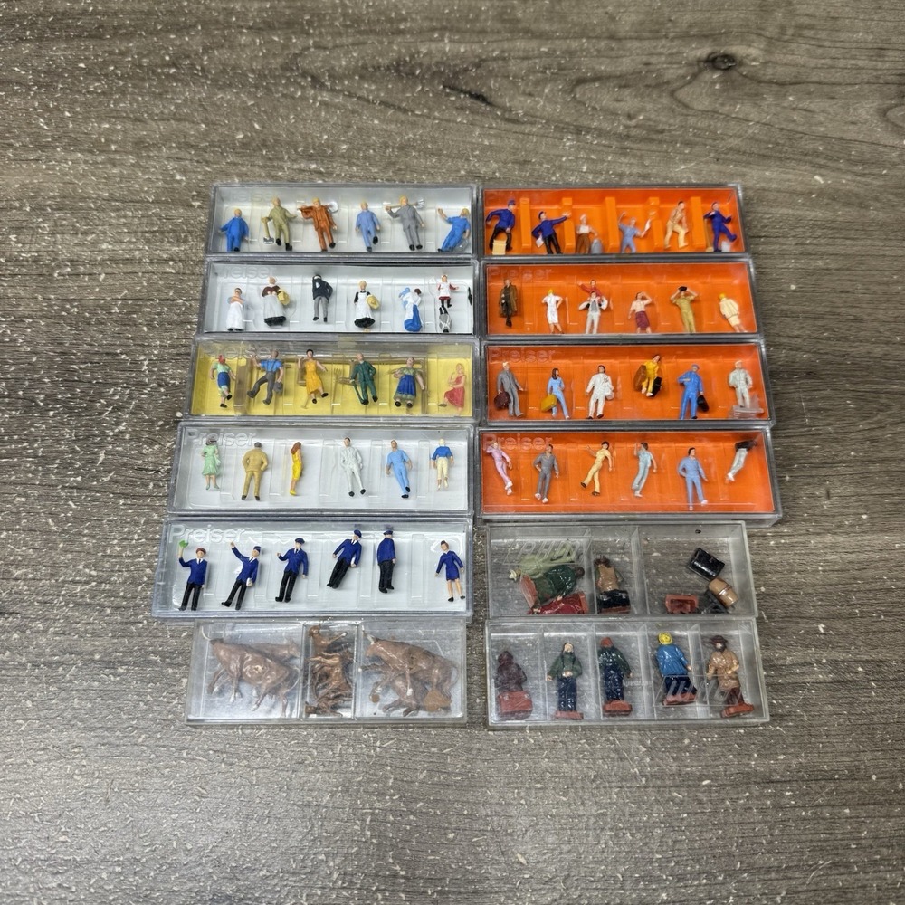 Preiser HO Scale Painted Figures Animals 1:87 Model Train Layout Lot of 12 Cases